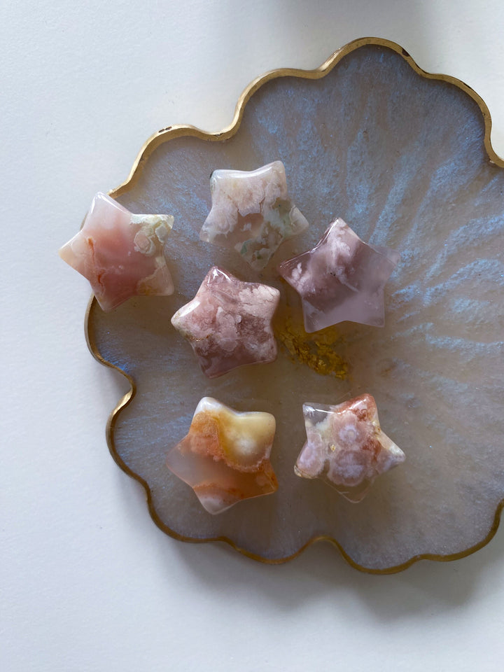 MINI Flower Agate Star Carving